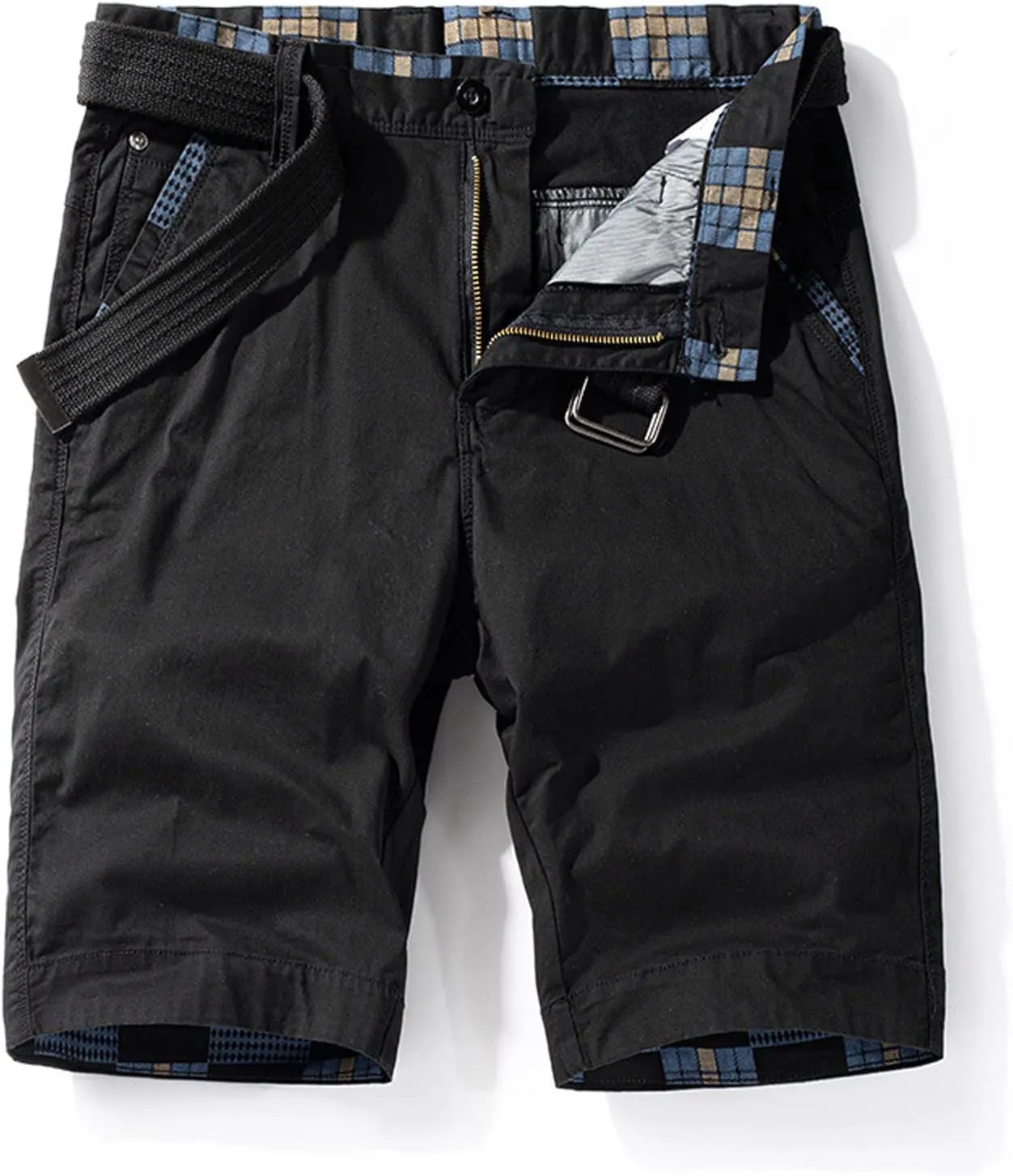 Muscularfit Mens Shorts 7 Inch Slim Fit Solid Buckle Zipper Cargo Shorts with Pocket Outdoor Fashion Work Utility Shorts 2023