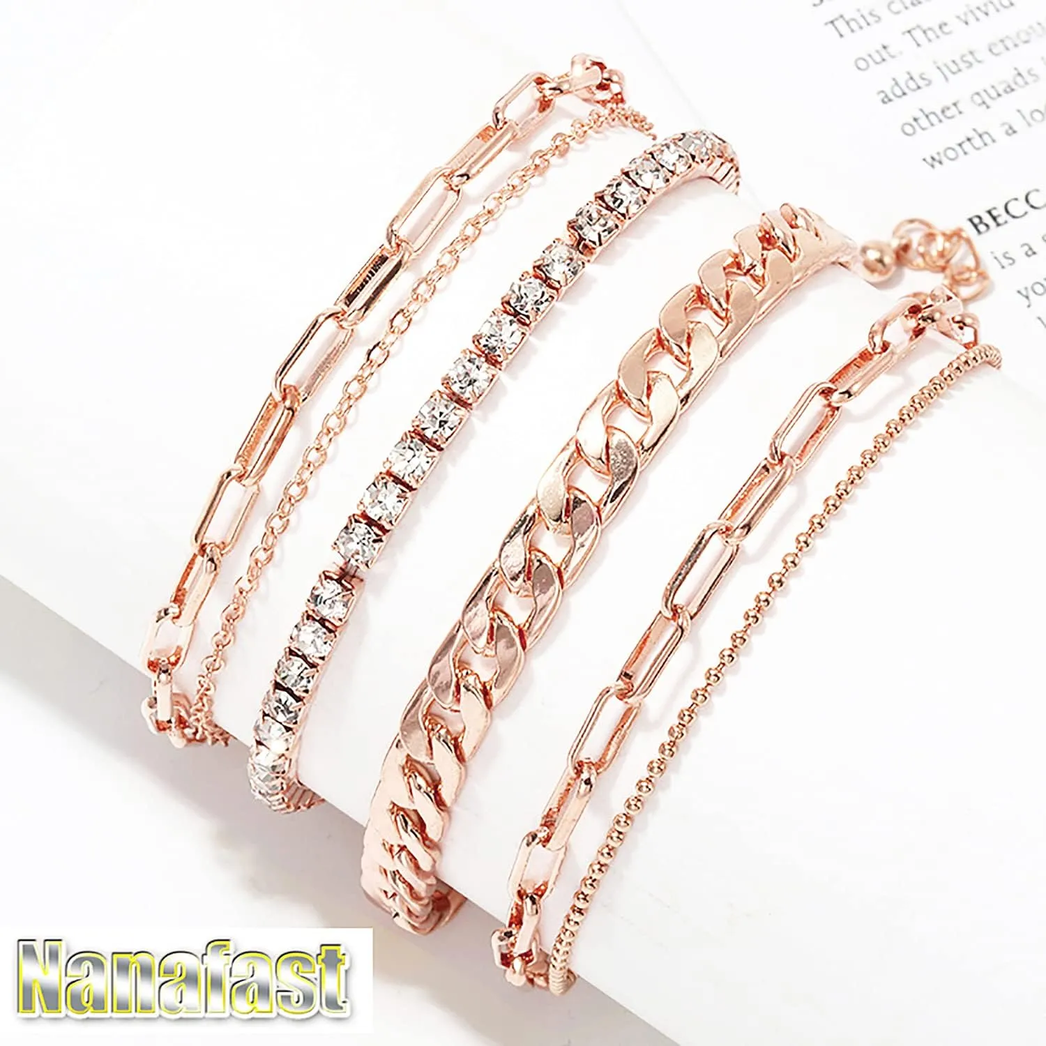 Nanafast 4-6PCS Ankle Bracelets Set for Women Gold Boho Beach Anklet Chain Adjustable Foot Jewelry for Women Extremely Simple Style