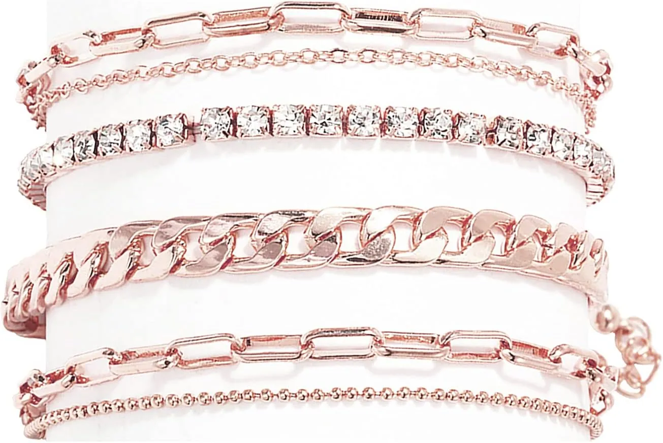 Nanafast 4-6PCS Ankle Bracelets Set for Women Gold Boho Beach Anklet Chain Adjustable Foot Jewelry for Women Extremely Simple Style