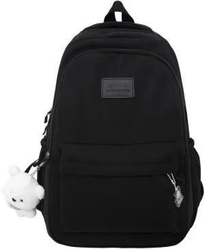 New Female Fashion Lady High Capacity Waterproof Backpack Trendy Women Laptop Bags Travel Book Bag Cool (black)