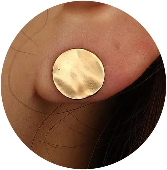 Olbye Coin Disc Studs Earrings Gold Circle Earrings Charm Earring Body Jewelry for Women