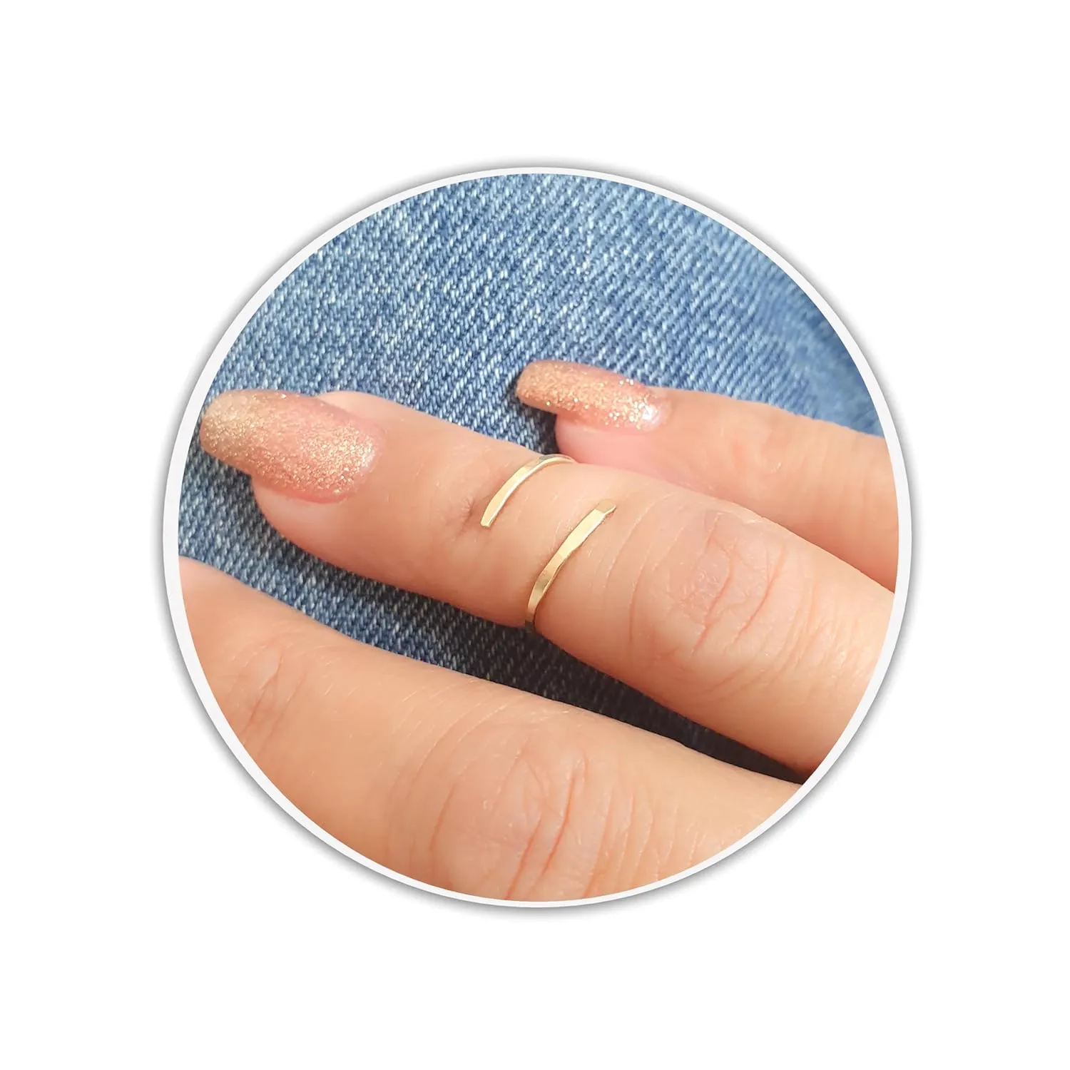 Open Bypass Midi Ring Wrap Spiral Thin Adjustable Ring in Gold Silver Rose Gold (3 US, Gold)