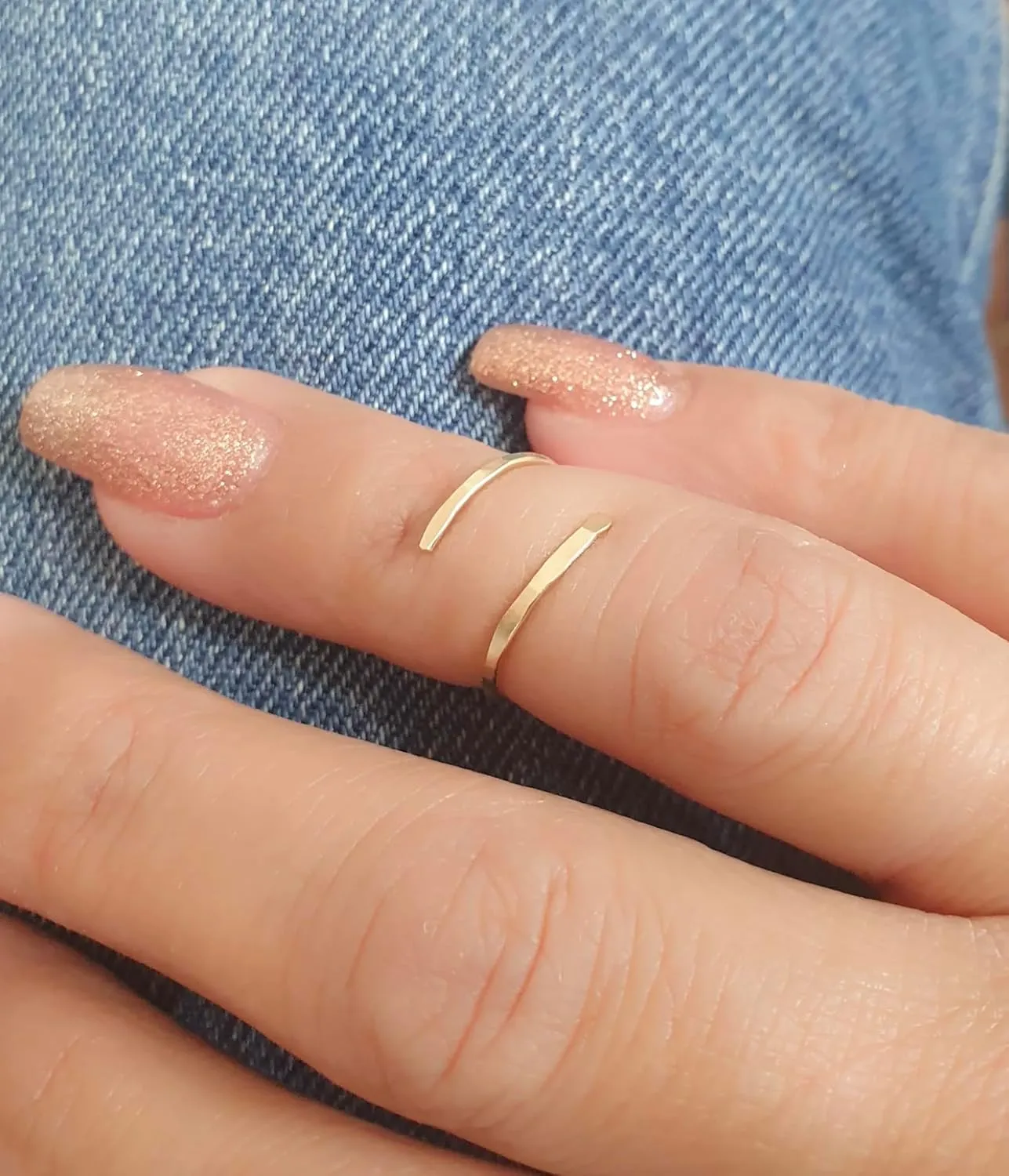 Open Bypass Midi Ring Wrap Spiral Thin Adjustable Ring in Gold Silver Rose Gold (3 US, Gold)