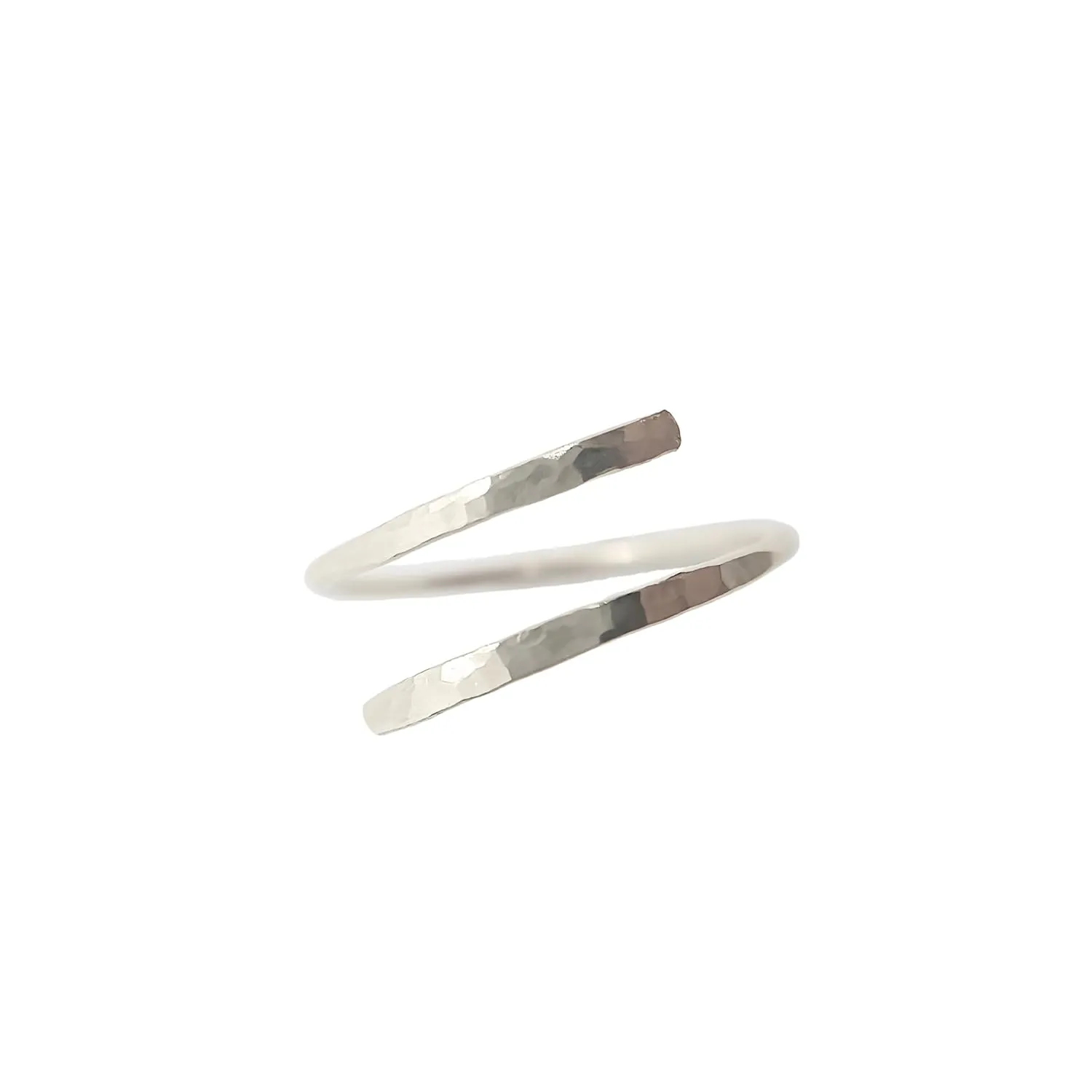 Open Bypass Midi Ring Wrap Spiral Thin Adjustable Ring in Gold Silver Rose Gold (3 US, Silver)