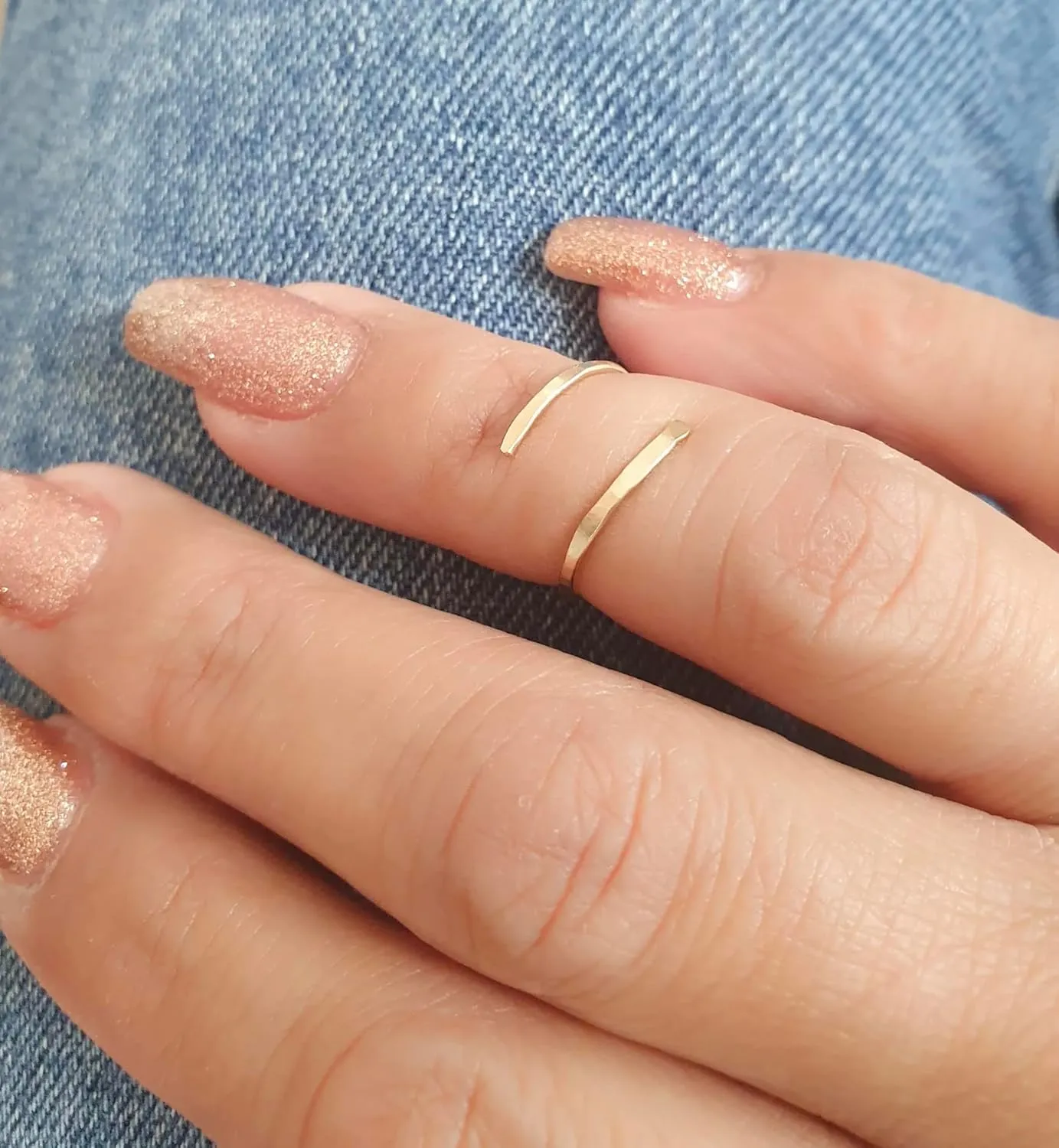 Open Bypass Midi Ring Wrap Spiral Thin Adjustable Ring in Gold Silver Rose Gold (3 US, Silver)