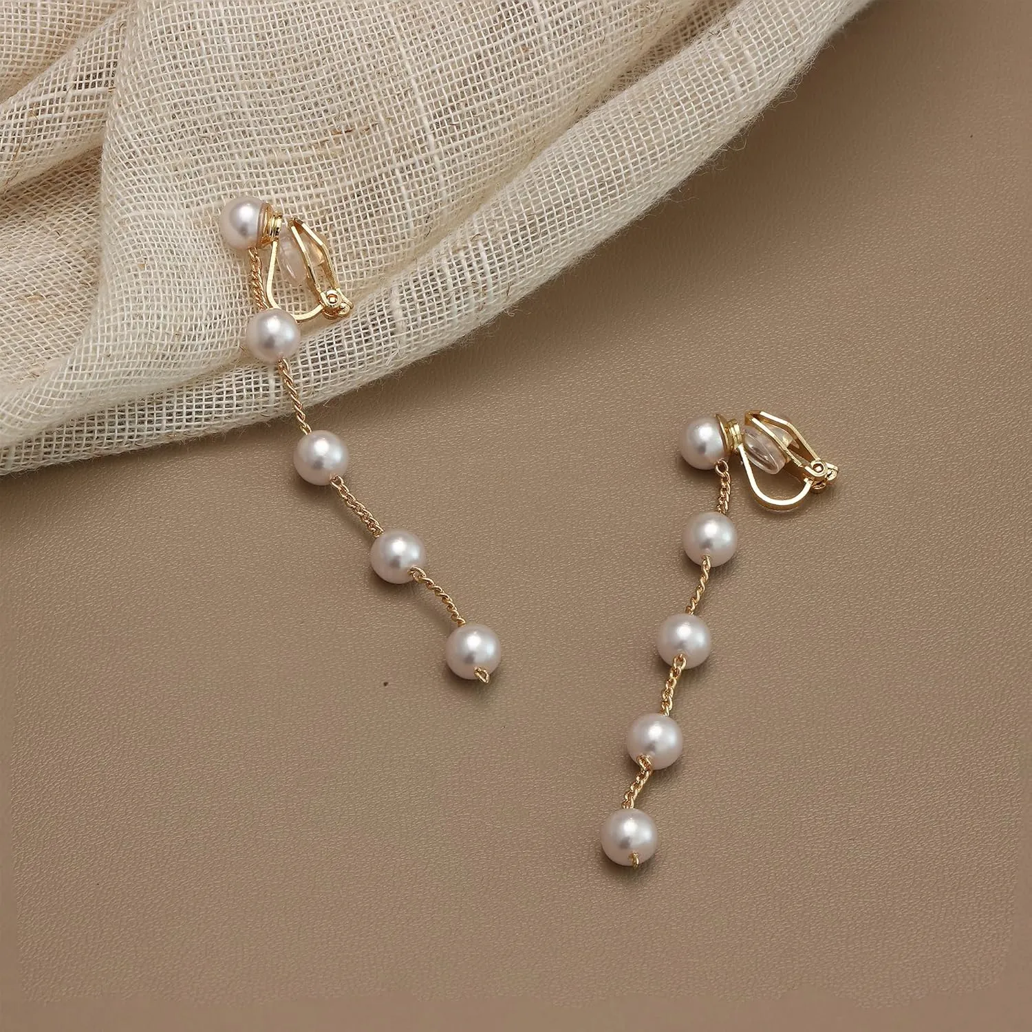 ORAZIO Clip On Earrings,Pearl Clip on Earrings for Women Long Pearl Drop Dangle Earrings,Lightweight Bow Heart CZ Clip On Hoop Earrings - Statement Fake Earrings Ear Clips Jewelry for Wedding Bridal