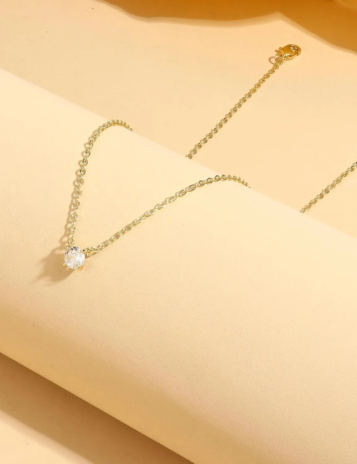 ORAZIO Layered Gold Necklaces for Women Non Tarnish, Dainty 14K Gold Plated Cubic Zirconia Necklace Stack Layering Chain Necklaces Stackable Cute CZ Pendant Choker Necklace for Women