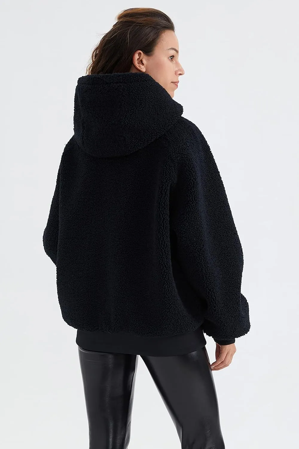 Orolay Women's Sherpa Fleece Jacket Oversized Full-Zip Hoodie Outwear Coat