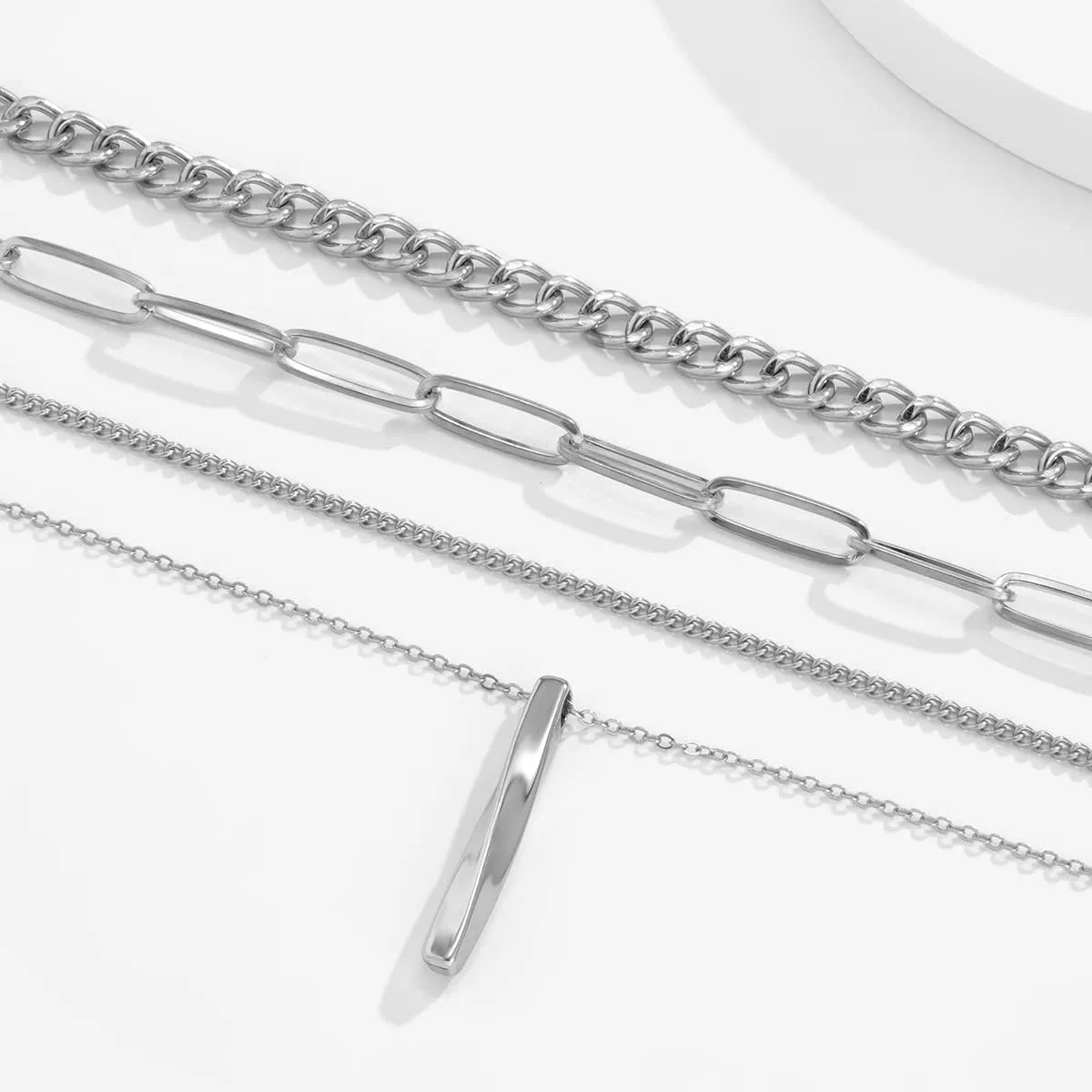 Otxas Layered Gold Necklaces for Women Dainty Round Pendant Necklace for Women Stacked Paperclip Chain Necklace for Women Trendy Gold Jewelry Set for Women