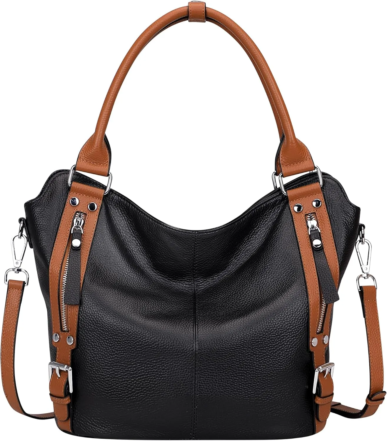 Over Earth Genuine Leather Handbags for Women Hobo Shoulder Bags Ladies Tote Bag