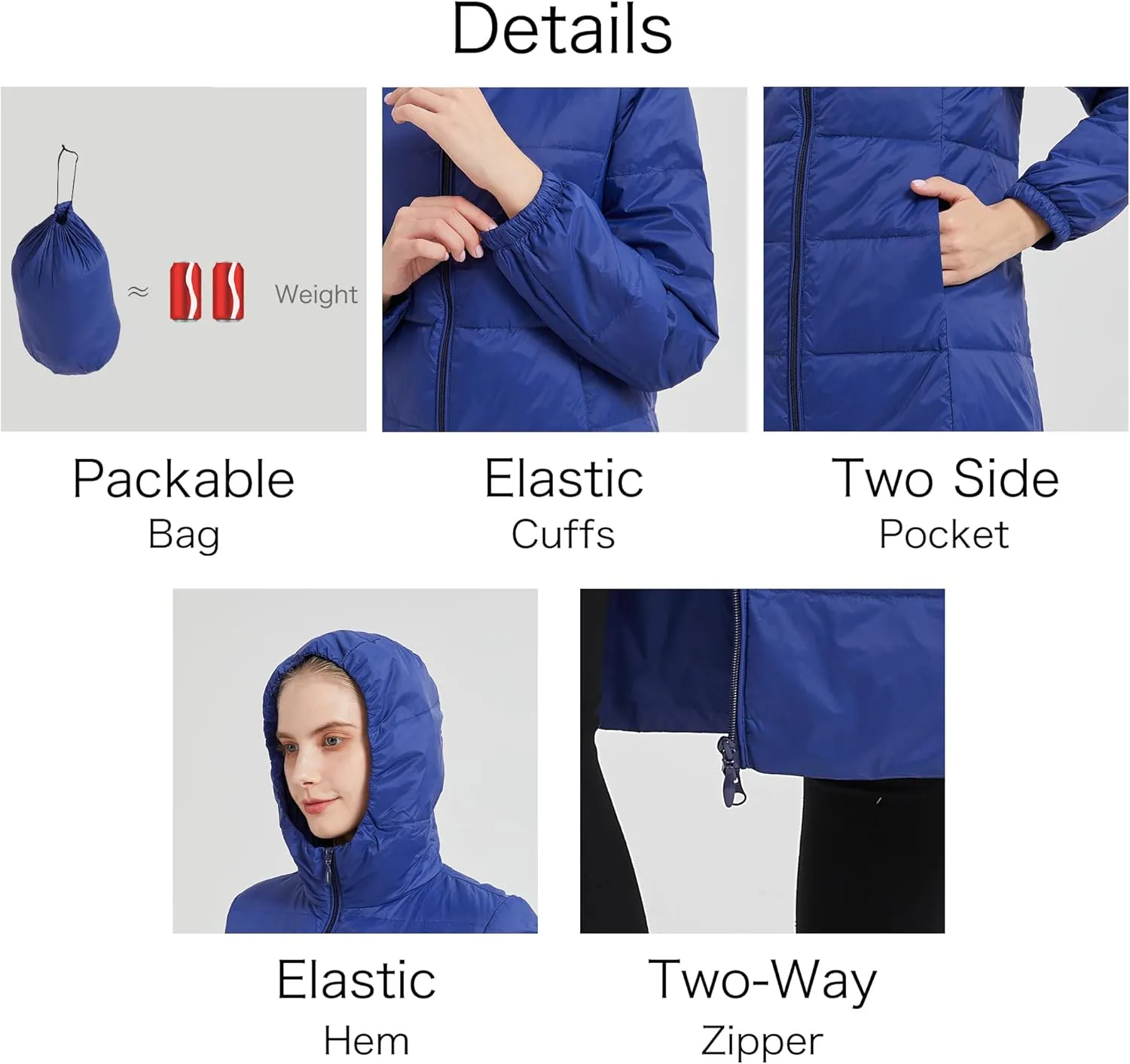 Packable Lightweight Long Down Jacket for Women Thin Warm Hooded Travel Down Coat(Available in Plus Size)