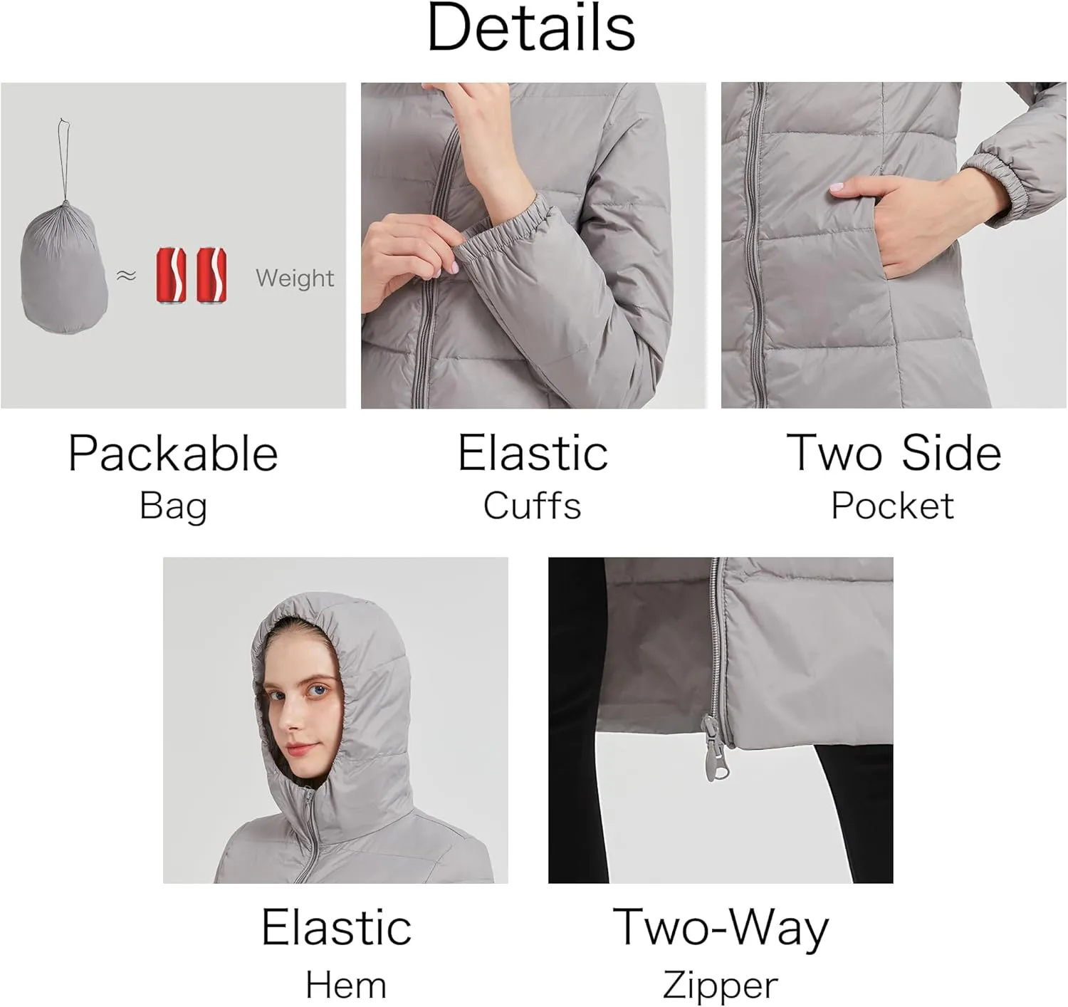 Packable Lightweight Long Down Jacket for Women Thin Warm Hooded Travel Down Coat(Available in Plus Size)