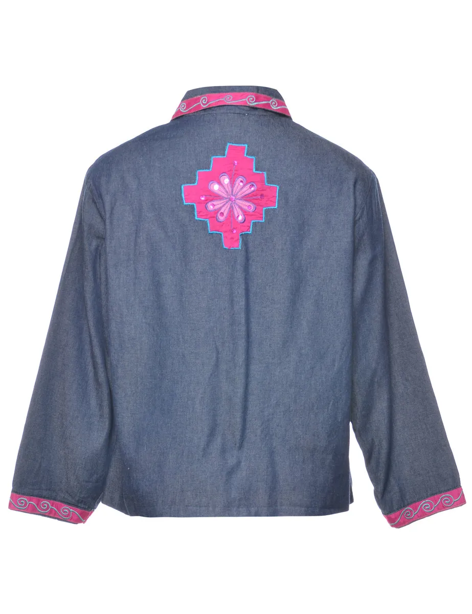 Patchwork Denim 1980s Jacket - L