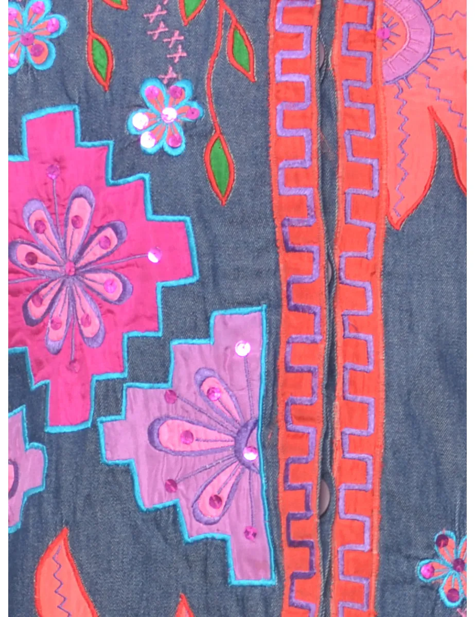 Patchwork Denim 1980s Jacket - L