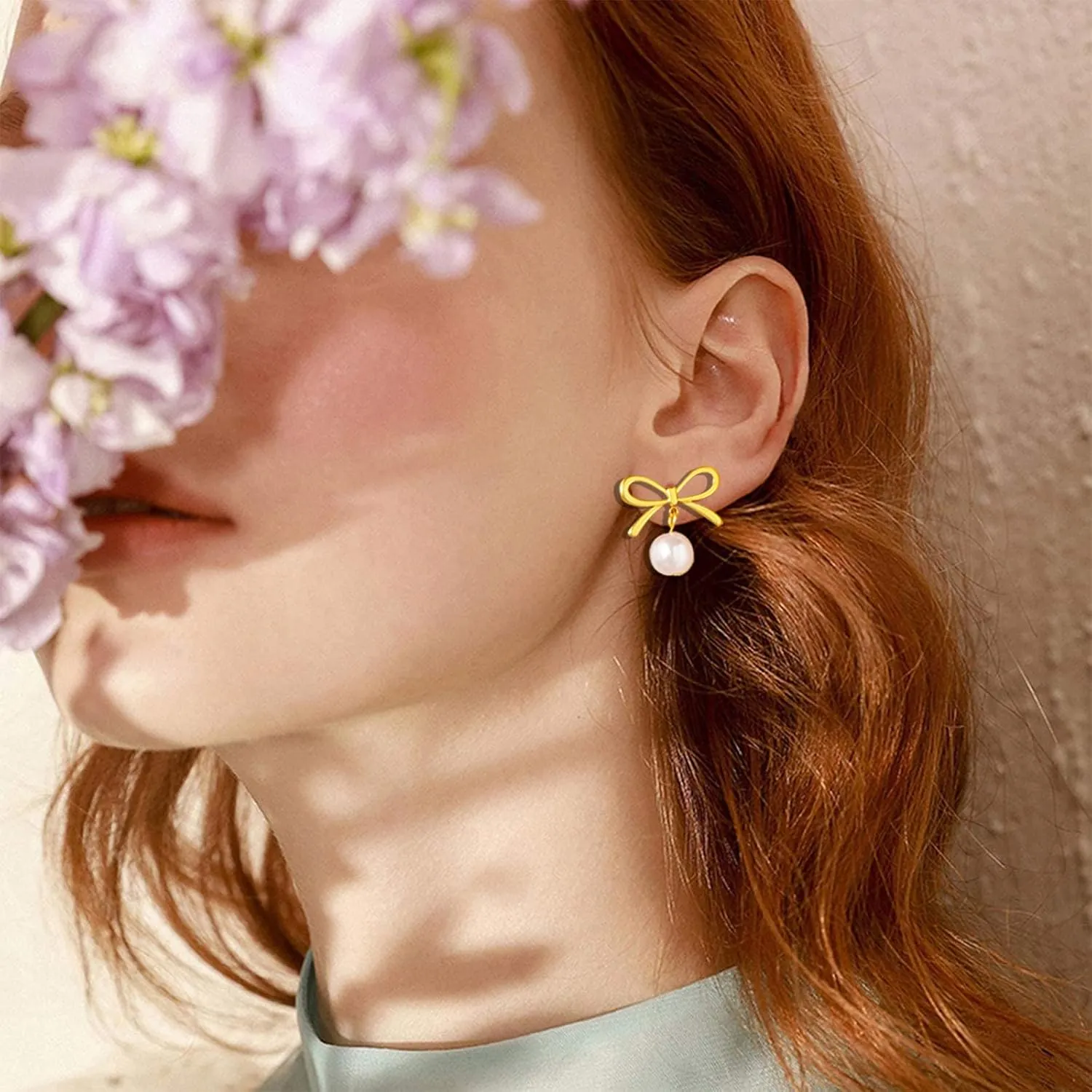 Pearl Bow Earrings for Women Pink Bow Pearl Earrings Christmas Bow Earrings Rhinestone Gold Bow Earrings Silver White Bow Earrings Coquette Earrings Holiday Bow Christmas Jewelry for Women