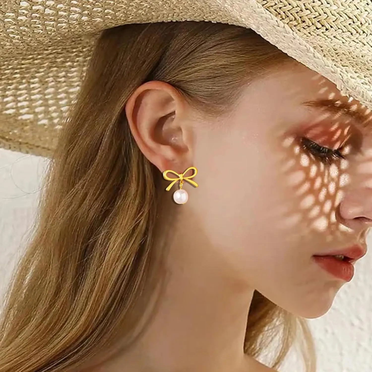 Pearl Bow Earrings for Women Pink Bow Pearl Earrings Christmas Bow Earrings Rhinestone Gold Bow Earrings Silver White Bow Earrings Coquette Earrings Holiday Bow Christmas Jewelry for Women