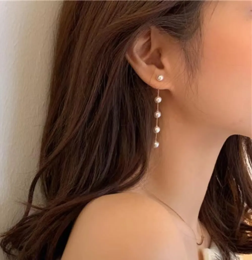 Pearl Earrings for Women, 14K Gold Plated/ S925 Pearl Hoops Dangle Earrings Bride Earring