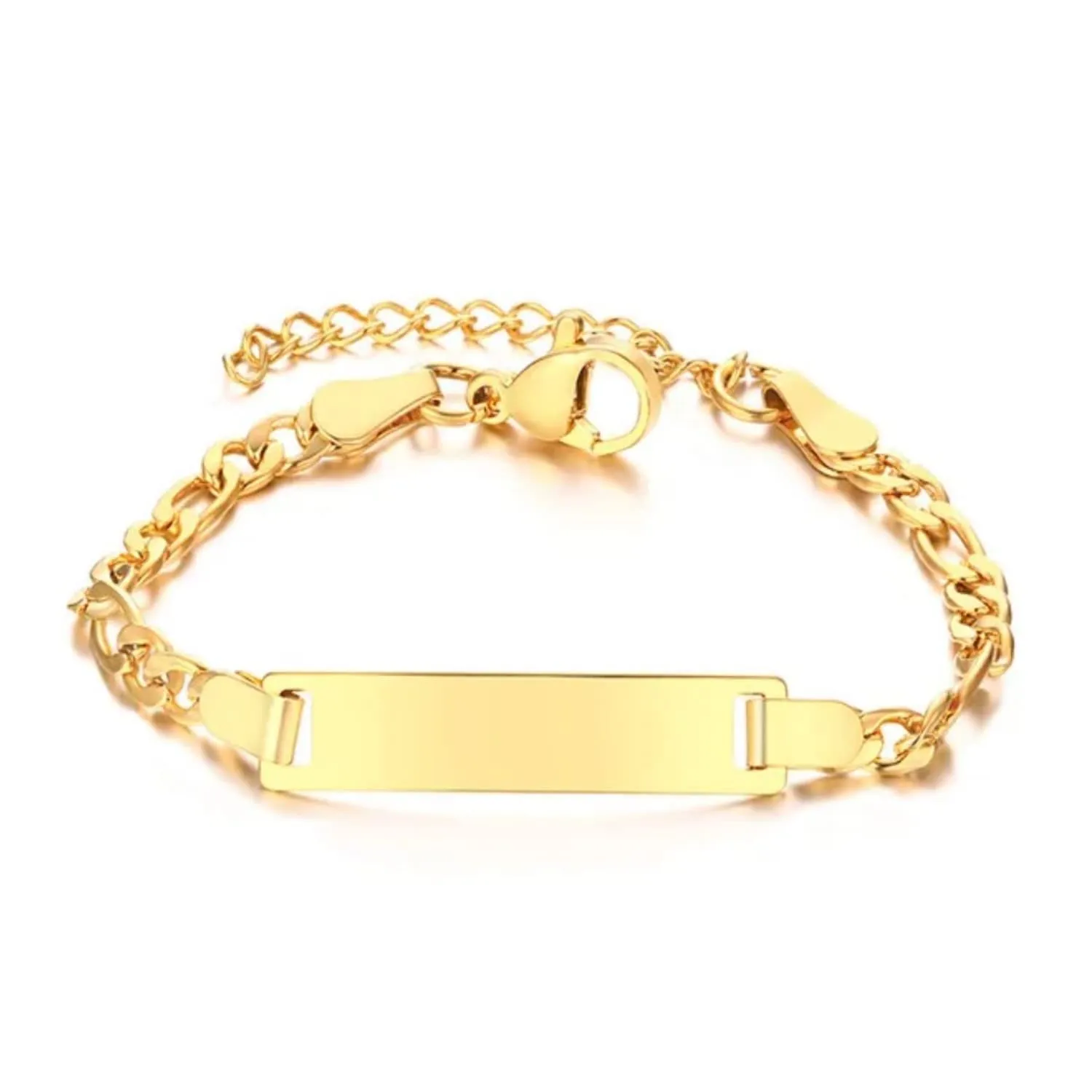 Personalized Adjustable Delicate Hand Stamped Bracelet, Engraving Name Plated Bar, Baby Name Customized Bracelet in color Gold, Silver, Rose Gold, Black, Personalized Gift (Figaro)