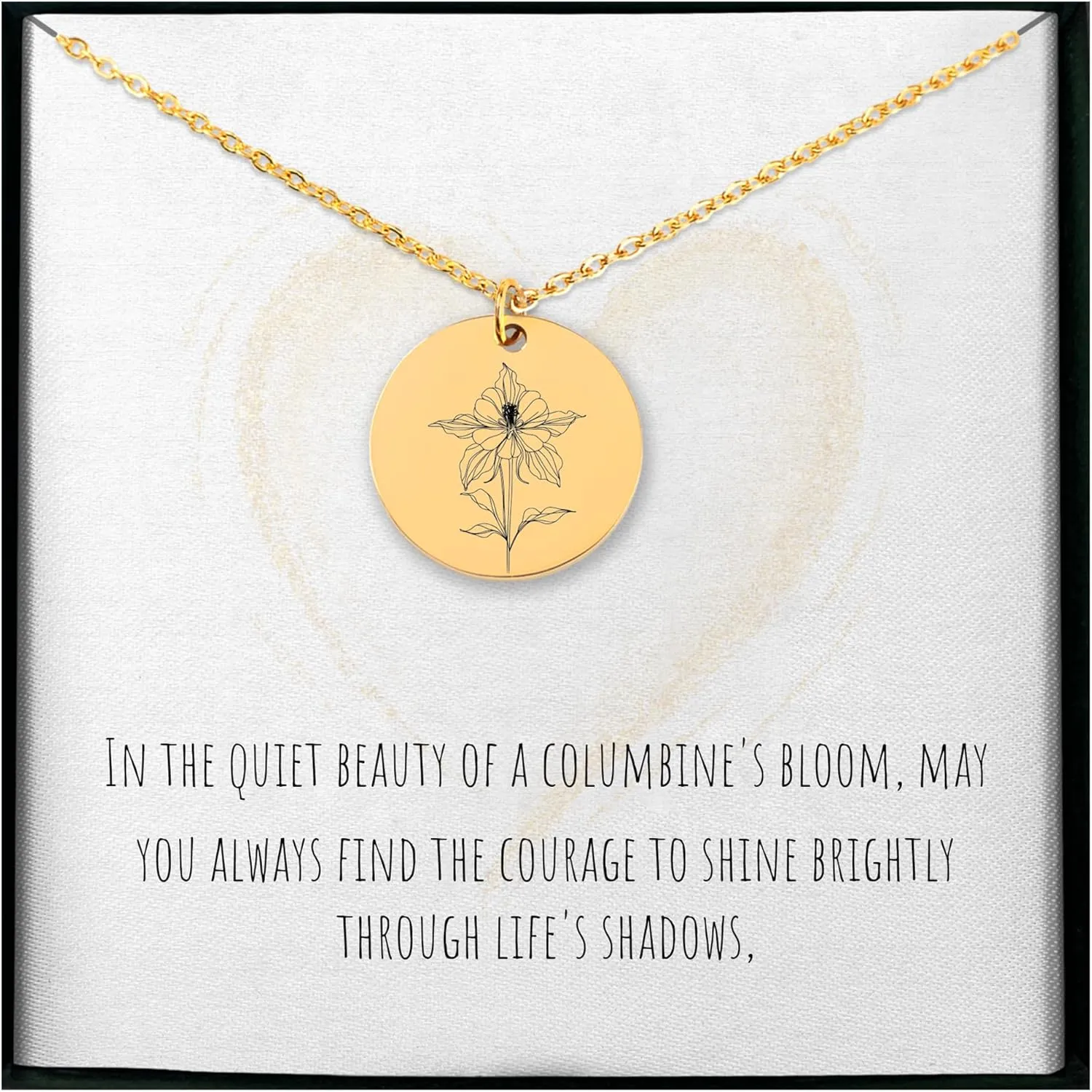 Personalized Columbine Flower Engraved Charm Necklace for Women - Handmade Custom Colorado State Floral Pendant Jewelry - Nature Lover Botanical Garden Gift Present