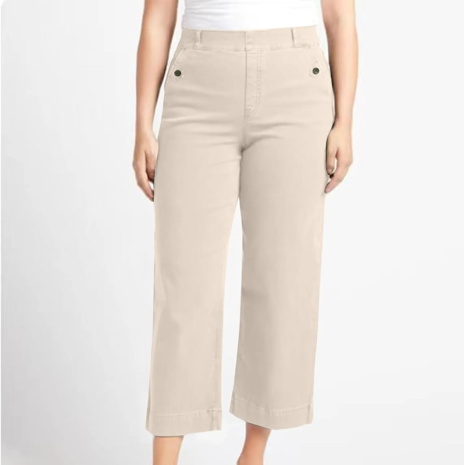 Petite Denim Pants for Women High Waist 70s Vintage Wide Leg Capris Pants Summer Paperbag Work Cargo Twill Trousers