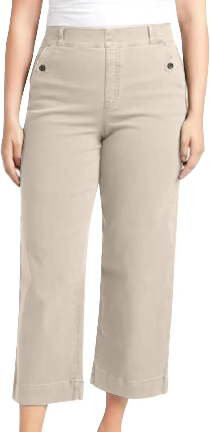 Petite Denim Pants for Women High Waist 70s Vintage Wide Leg Capris Pants Summer Paperbag Work Cargo Twill Trousers