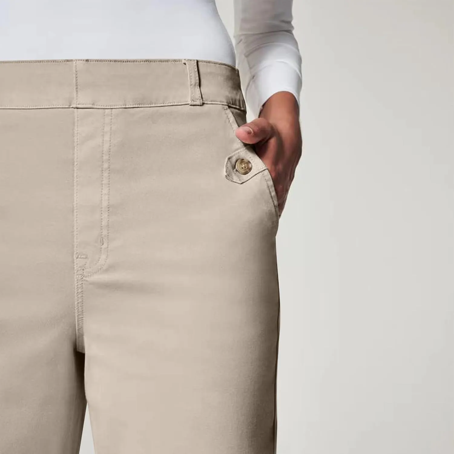 Petite Denim Pants for Women High Waist 70s Vintage Wide Leg Capris Pants Summer Paperbag Work Cargo Twill Trousers