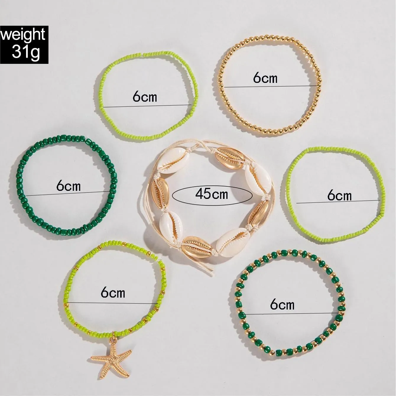 Pingyongchang Bohemian Stackable Shell Beaded Ankle Bracelets for Women Colorful Boho Multi-Layer Seashell Gold Starfish Adjustable Handmade Braid Bracelet Summer Beach Holiday Accessories Gifts
