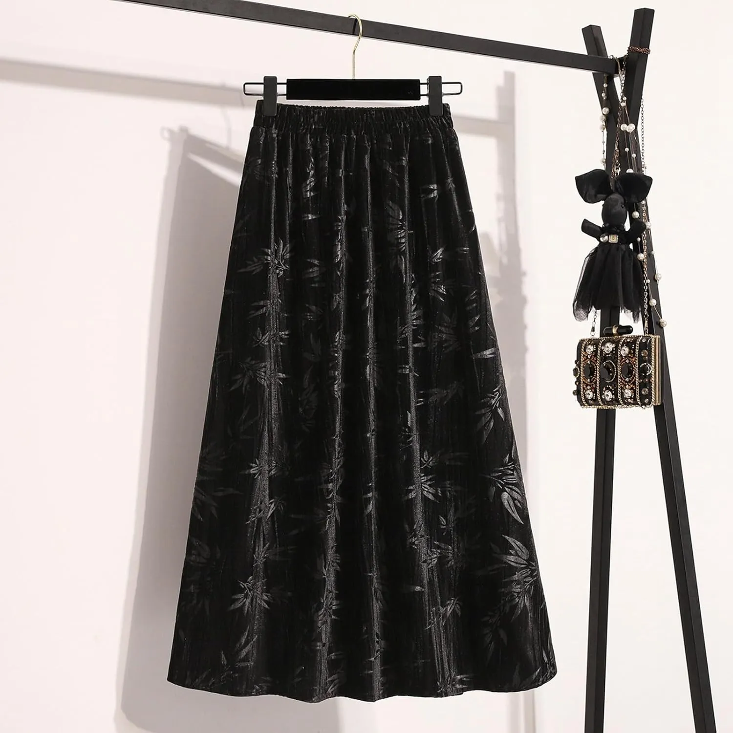 Pleated Skirts for Women Trendy Retro Printed High Elastic Waist Loose A-Line Long Skirts for Summer Vacation Clothes