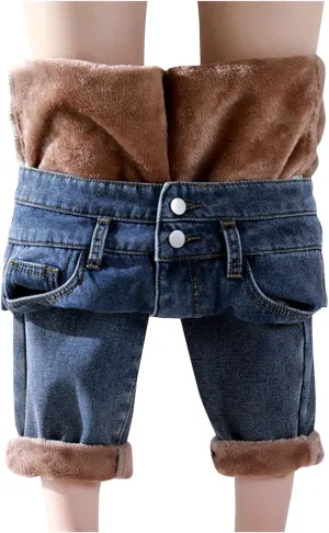 Plush Warm Loose Thickened Jeans Haren Pants Straight High Waist Women's Women's Jeans Jean Jumpsuits Women Pants