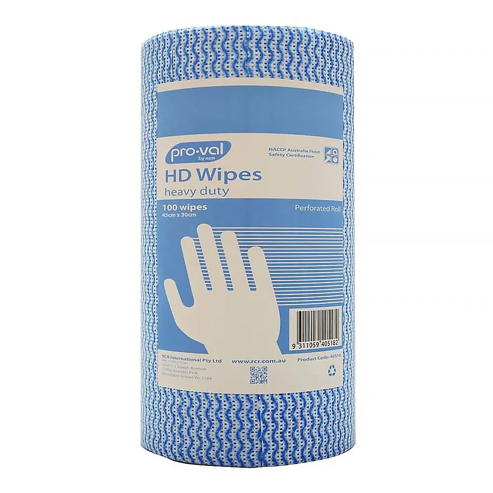 PROVAL Heavy Duty Blue HD Workshop Cleaning Wipes Roll x 100 Wipes