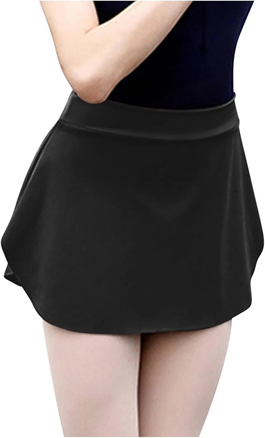 Pull On Ballet Skirt for Women Girls Solid Workout Skirts Elastic Mini Skirt for Dancing Casual Short Dance Skirts