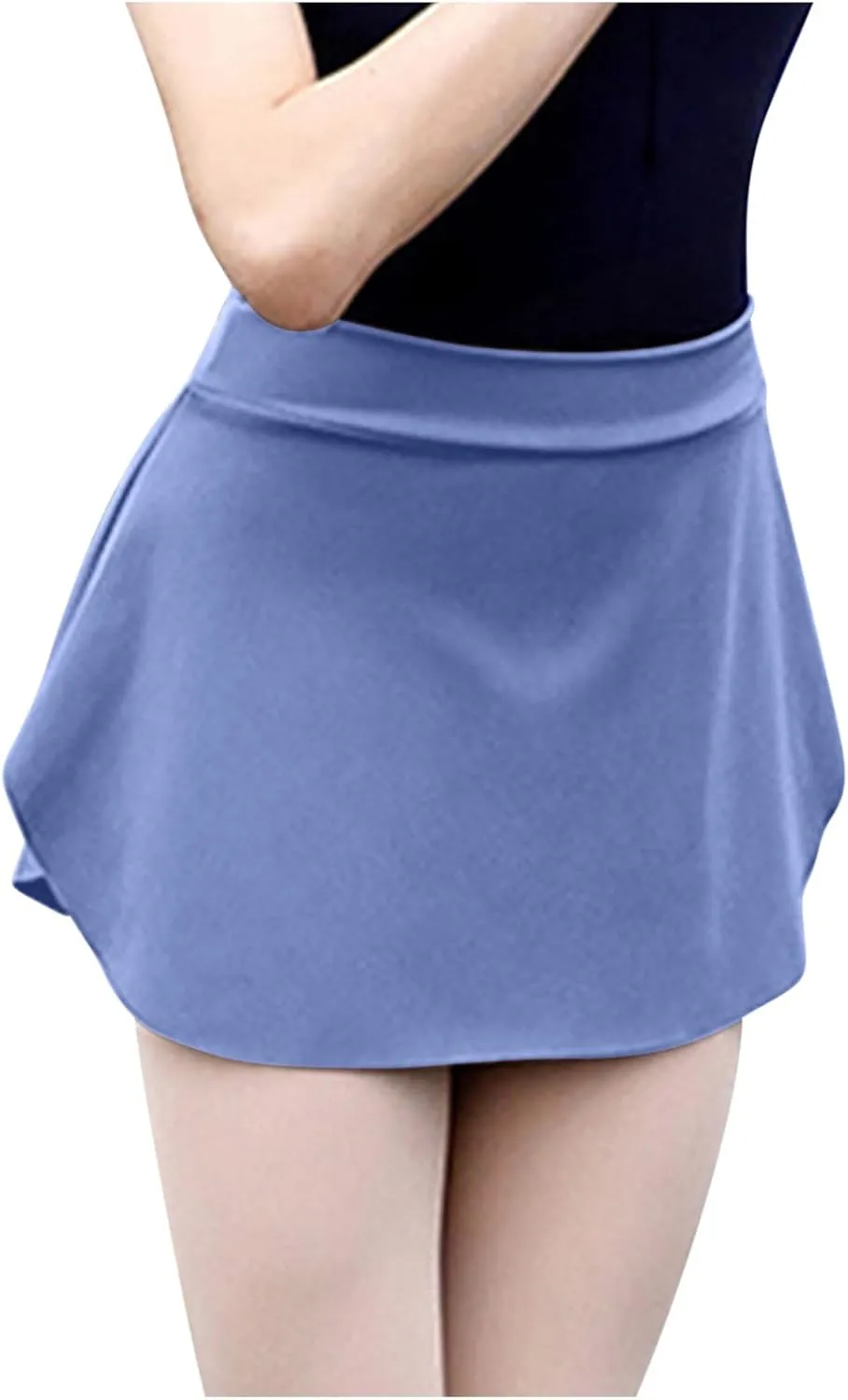 Pull On Ballet Skirt for Women Girls Solid Workout Skirts Elastic Mini Skirt for Dancing Casual Short Dance Skirts