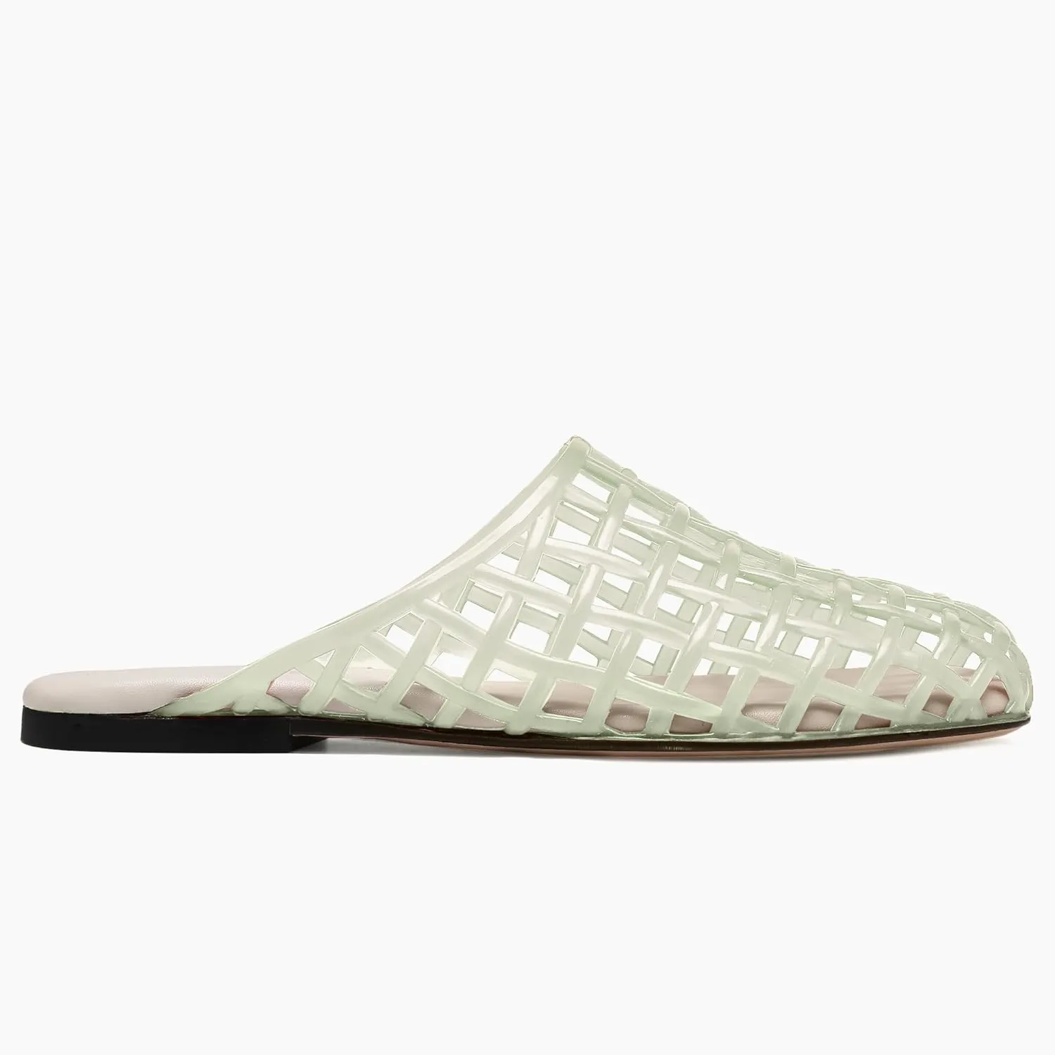 Red Mesh Jelly Mules for Women Clear Hollow Closed Toe Flat Sandals Beach Jellies Slippers Summer Slide Shoes