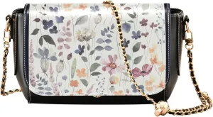 Retro Shoulder Leather Bags, Watercolor Floral Vintage Crossbody Purses for Women Fashion Satchel with Chain Strap