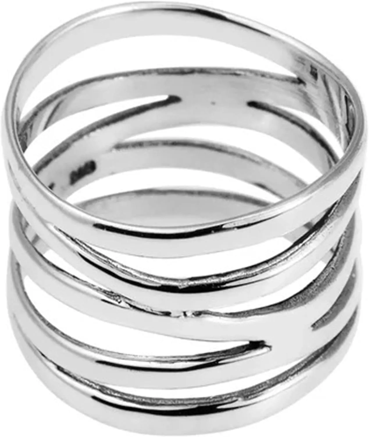 Roe Dolph Chunky Silver Rings for Women Silver Plated Multilayer Wire Cross Ring Statement Wide Band Ring Silver Statement Thumb Index Finger Rings Cocktail Rings Birthday