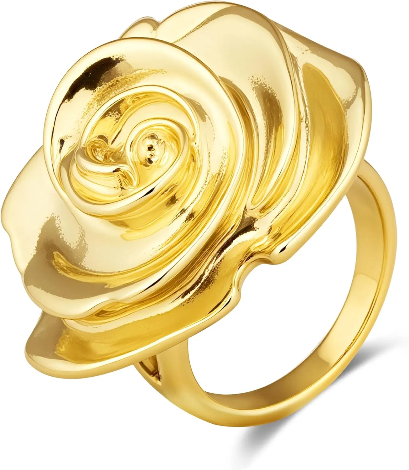 Rose Gold Statement Rings Big Flower Ring for Women Trendy Chunky Gold Thumb Rings Cocktail Rings Jewelry