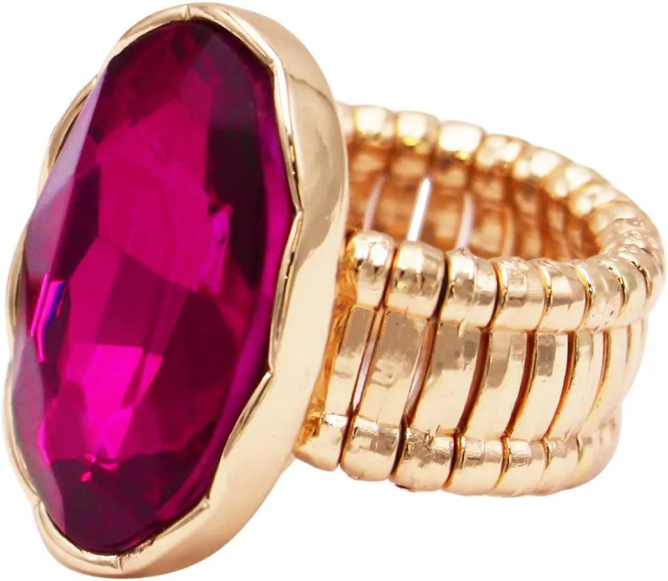 Rosemarie & Jubalee Women's Statement Oval Crystal Stretch Cocktail Ring