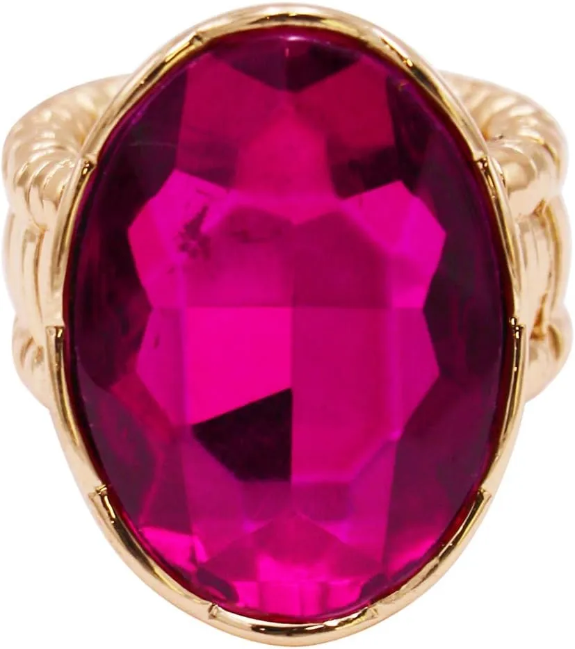 Rosemarie & Jubalee Women's Statement Oval Crystal Stretch Cocktail Ring