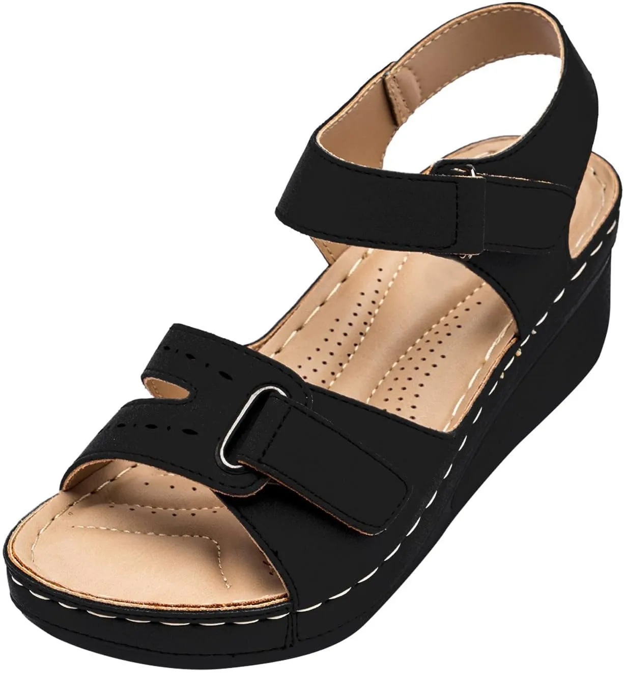 SBGMoSJ Women Walking Sandals Orthopedic Sandal Heels for Women Womens Summer Sandals Women Sandals Wide Width Sandals Women Dressy Summer Women Black Heels