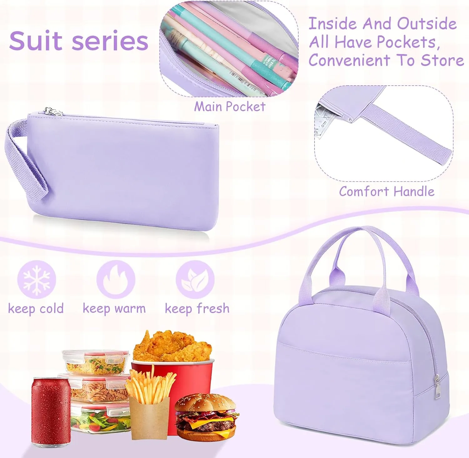 School Backpack For Girls - 6pcs Cute Girls Backpack With Lunch Box Set For Teens Women College Middle High School - 18 School Bookbag Travel Back Pack