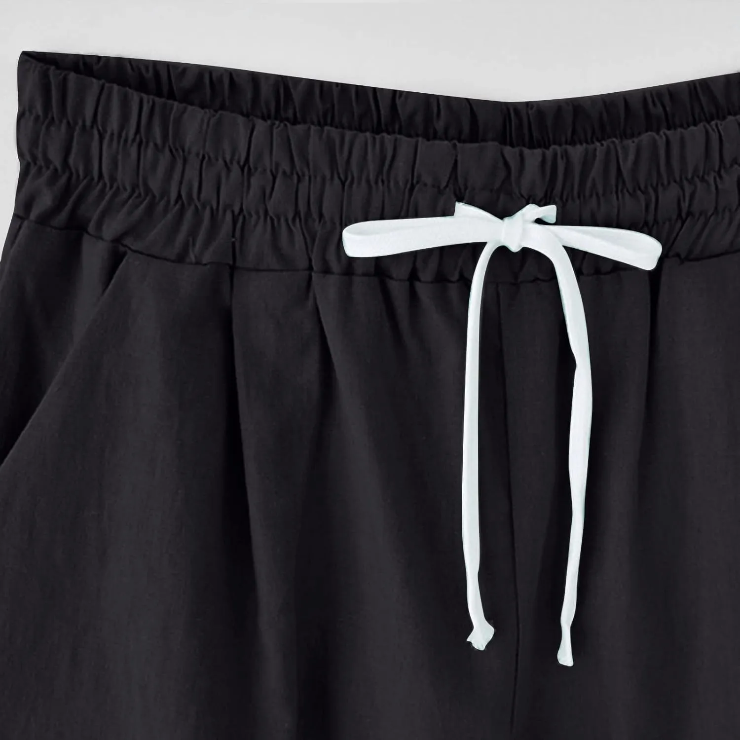 sdbrld Bermuda Shorts for Women,Womens Bermuda Shorts Trendy Knee-Length Bermuda Lounge Shorts with Elastic Waist Drawstring