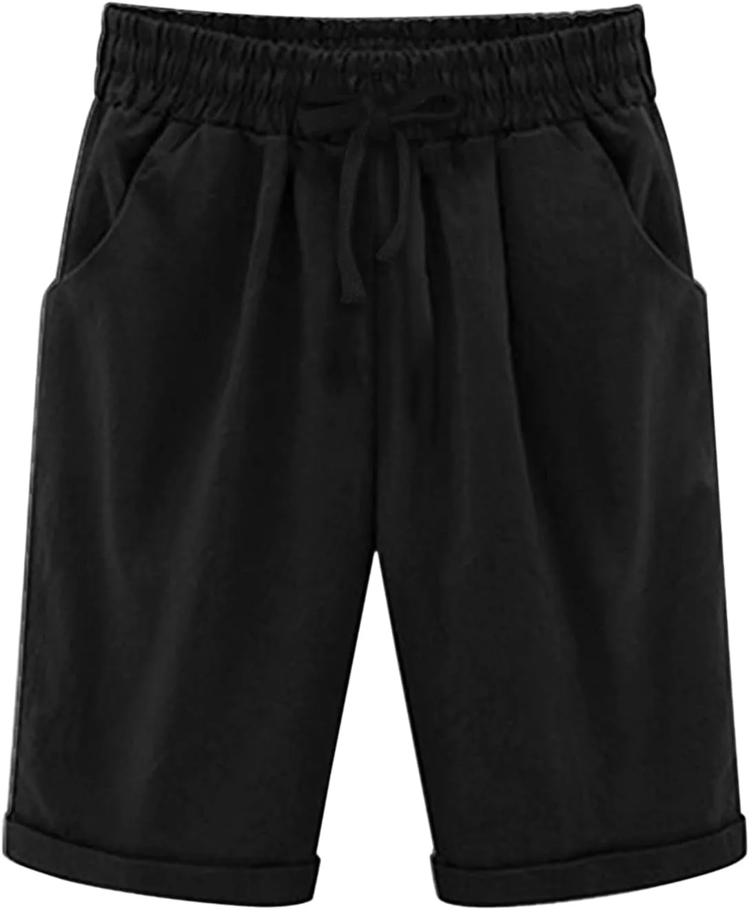 sdbrld Bermuda Shorts for Women,Womens Bermuda Shorts Trendy Knee-Length Bermuda Lounge Shorts with Elastic Waist Drawstring