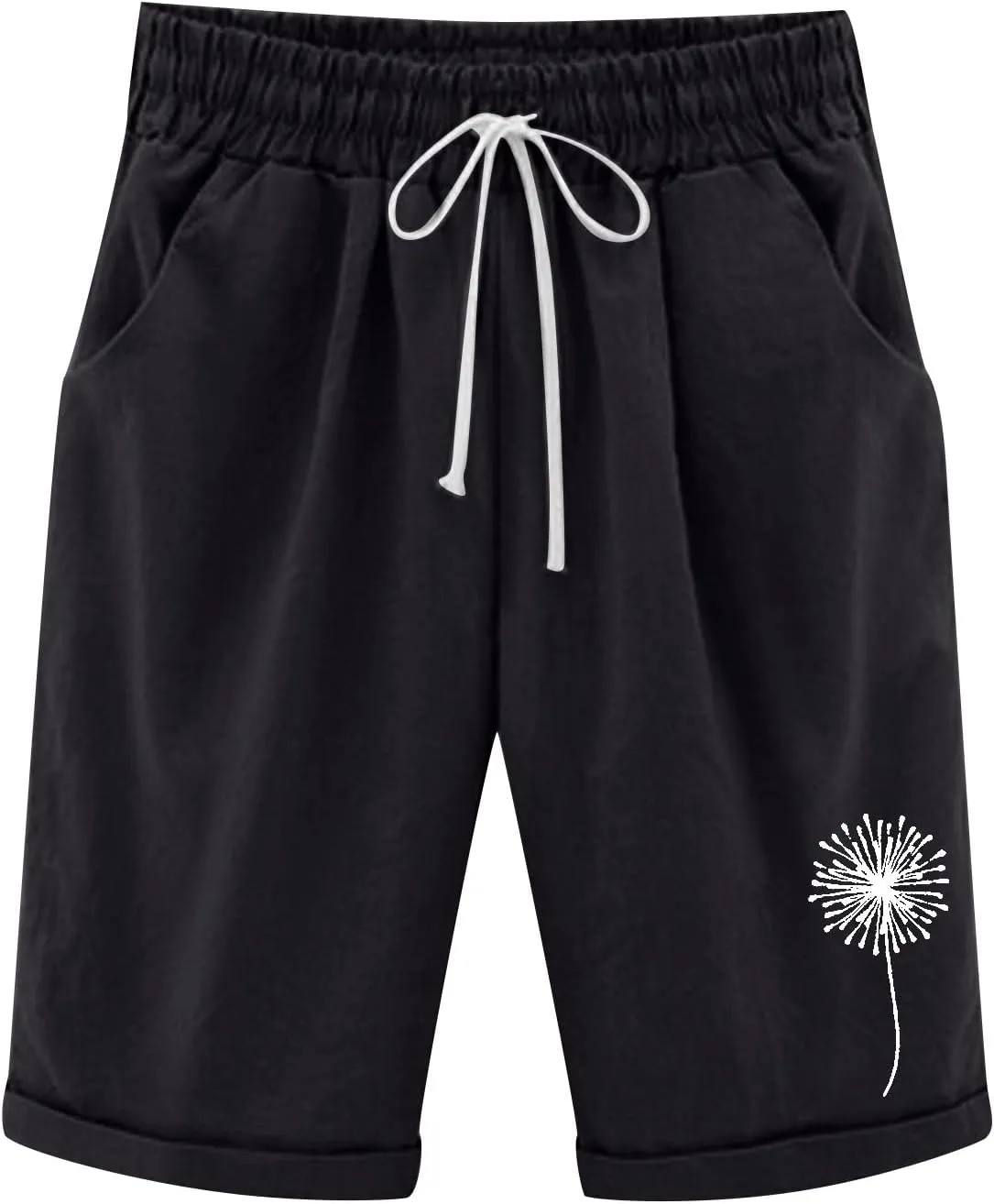 sdbrld Bermuda Shorts for Women,Womens Bermuda Shorts Trendy Knee-Length Bermuda Lounge Shorts with Elastic Waist Drawstring