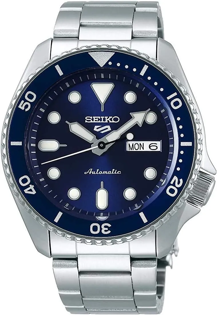 Seiko Automatic Watch for Men - 5 Sports - Day/Date Calendar, LumiBrite Hands and Markers, and Rotating Bezel, 100m Water-Resistant