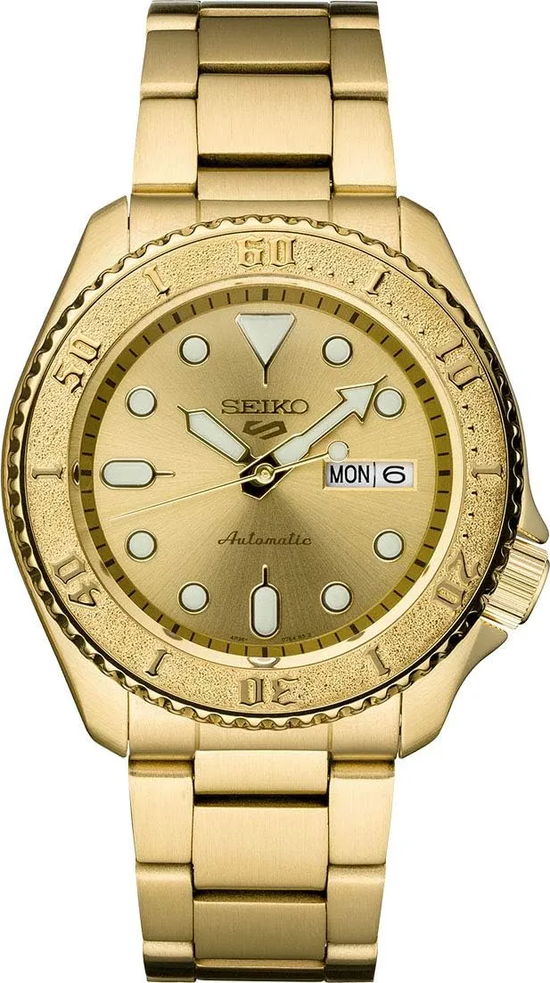 Seiko Automatic Watch for Men - 5 Sports - Day/Date Calendar, LumiBrite Hands and Markers, and Rotating Bezel, 100m Water-Resistant