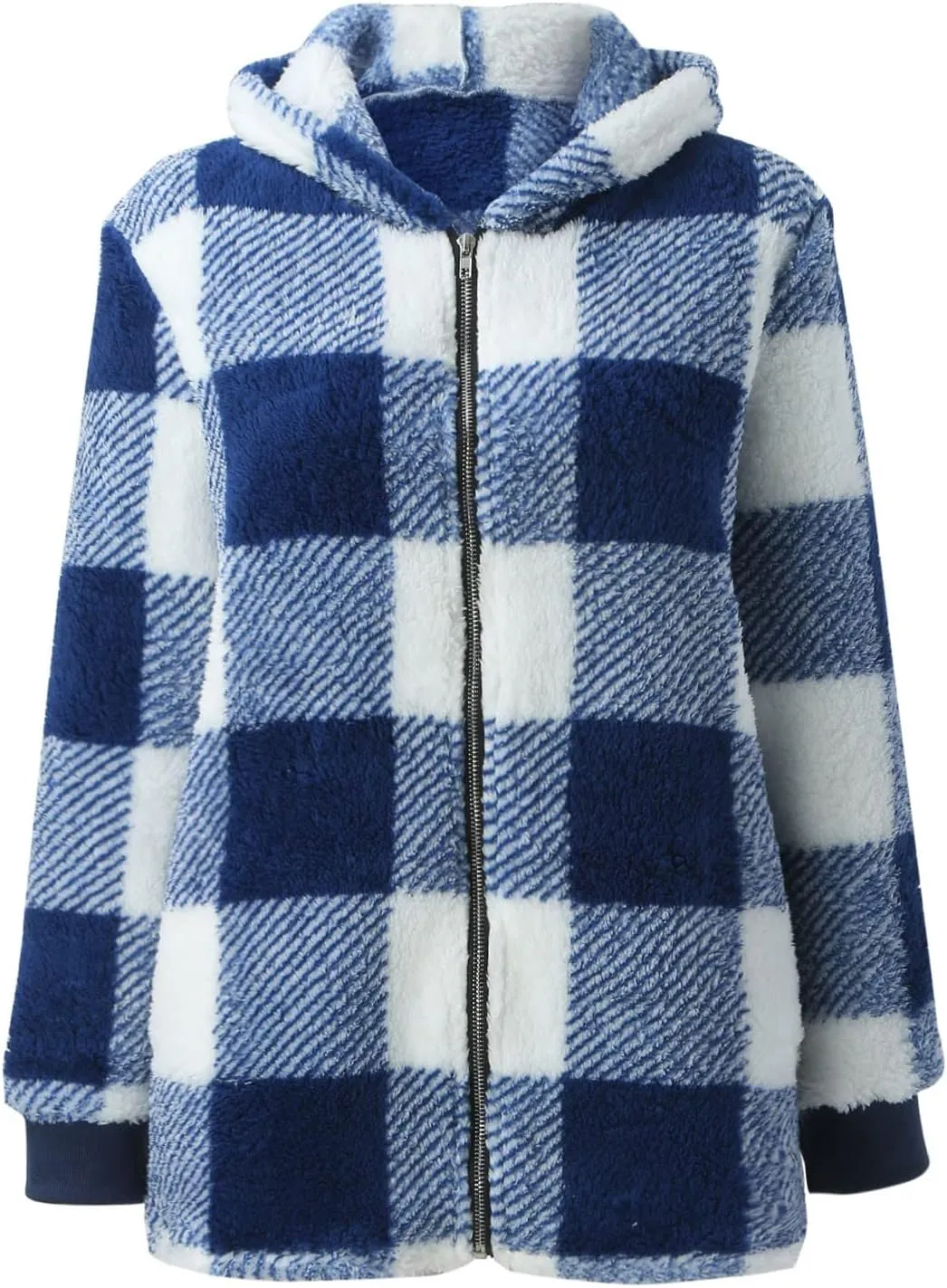Shackets for Women 2024 Fall Zip Up Fuzzy Flannel Plaid Jacket Plus Size Casual Warm Winter Fleece Long Hoodie