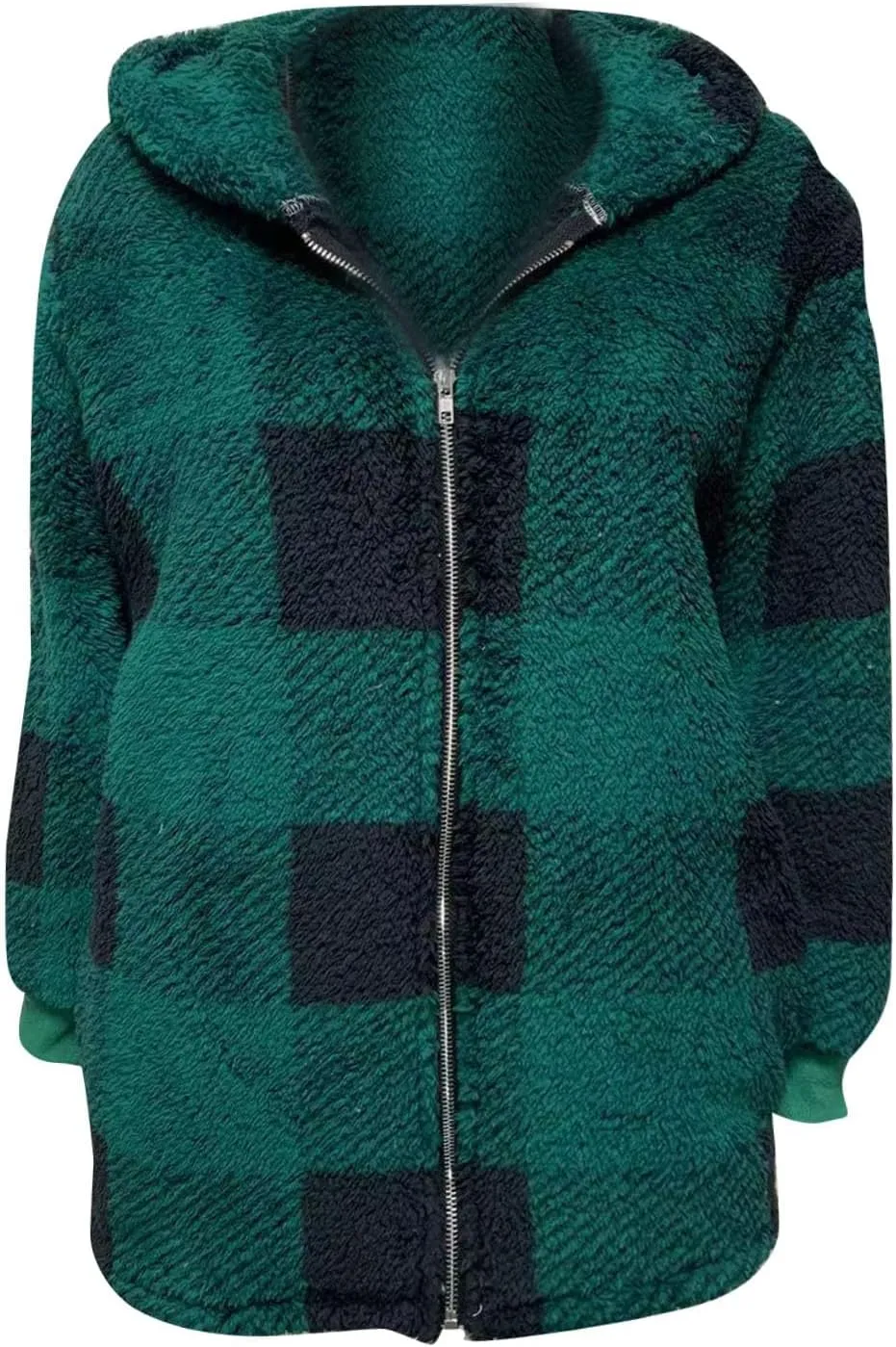 Shackets for Women 2024 Fall Zip Up Fuzzy Flannel Plaid Jacket Plus Size Casual Warm Winter Fleece Long Hoodie