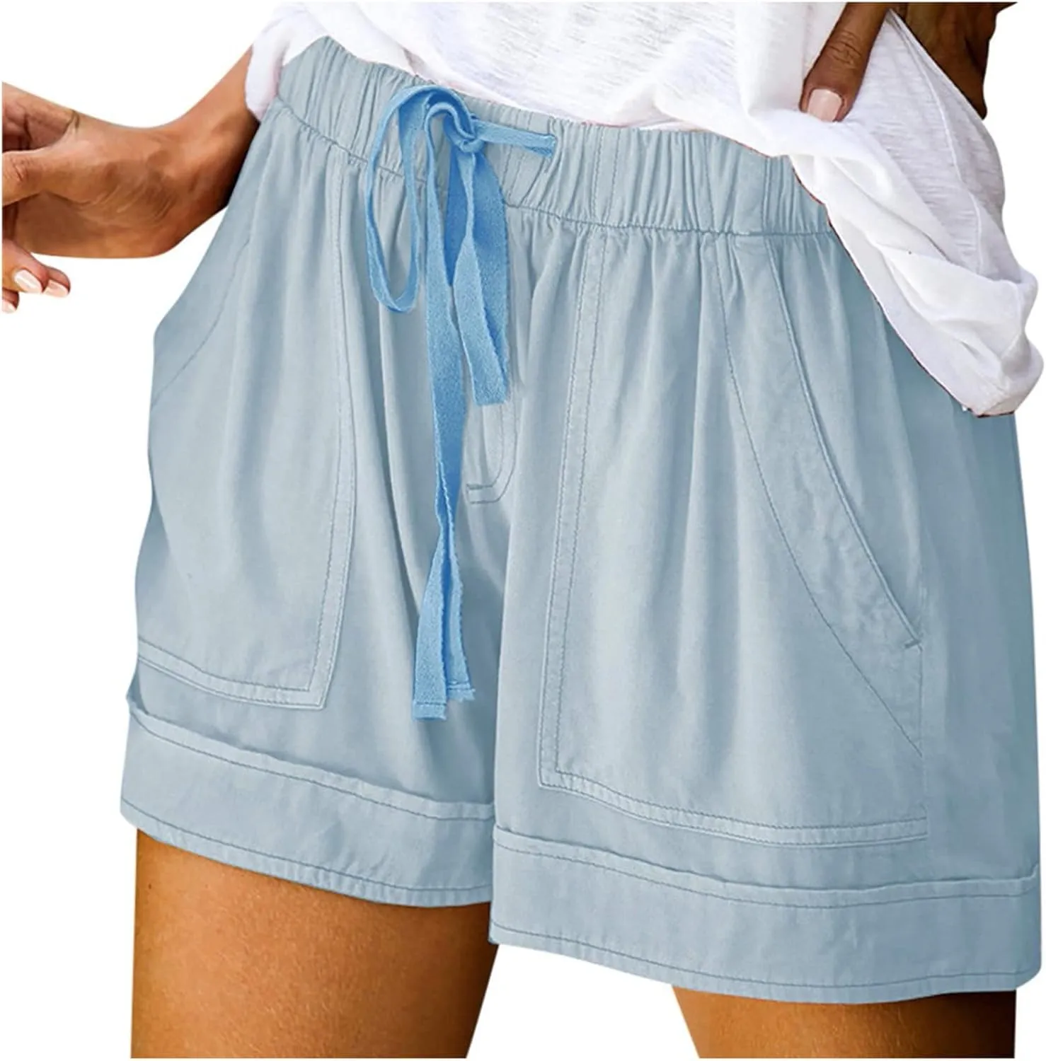 SHOPESSA Womens Shorts Casual Stretch Comfy Pj Shorts for Women Loose Fit Baggy Lounge Trousers Women Running Biker Shorts