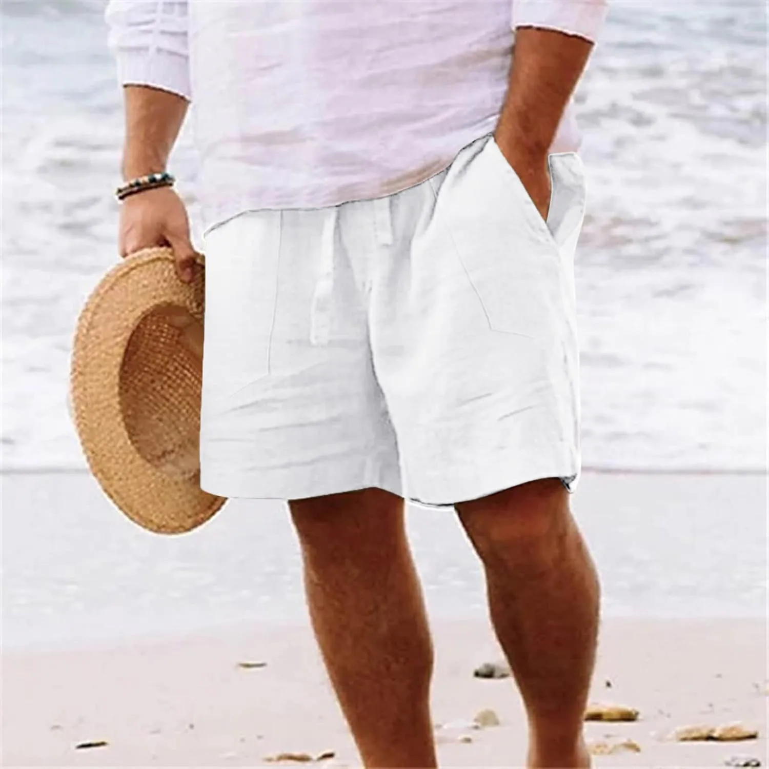 Shorts Men Athletic, Men's Slim Flat-Front Comfort Stretch Chino Shorts Summer Hiking Fishing Camping Shorts for Men
