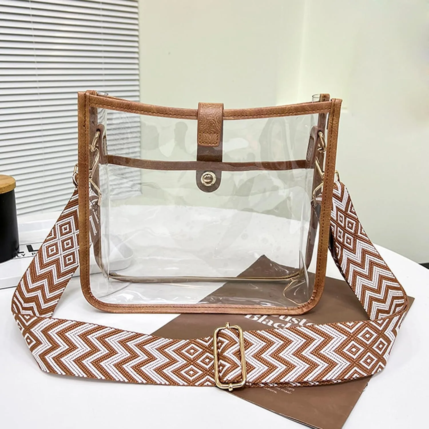 Shoulder Bags for Women Stadium Crossbody Messenger Bags for Concerts Sporting Events Lightweight Carry on Bag(Brown)